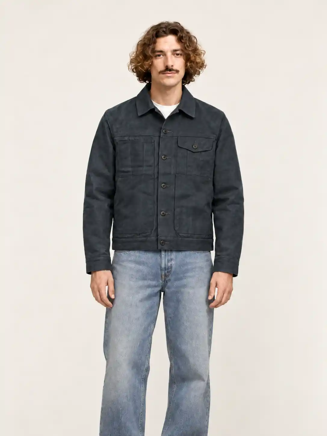 Men's Blue Tin Cloth Short Lined Cruiser Jacket