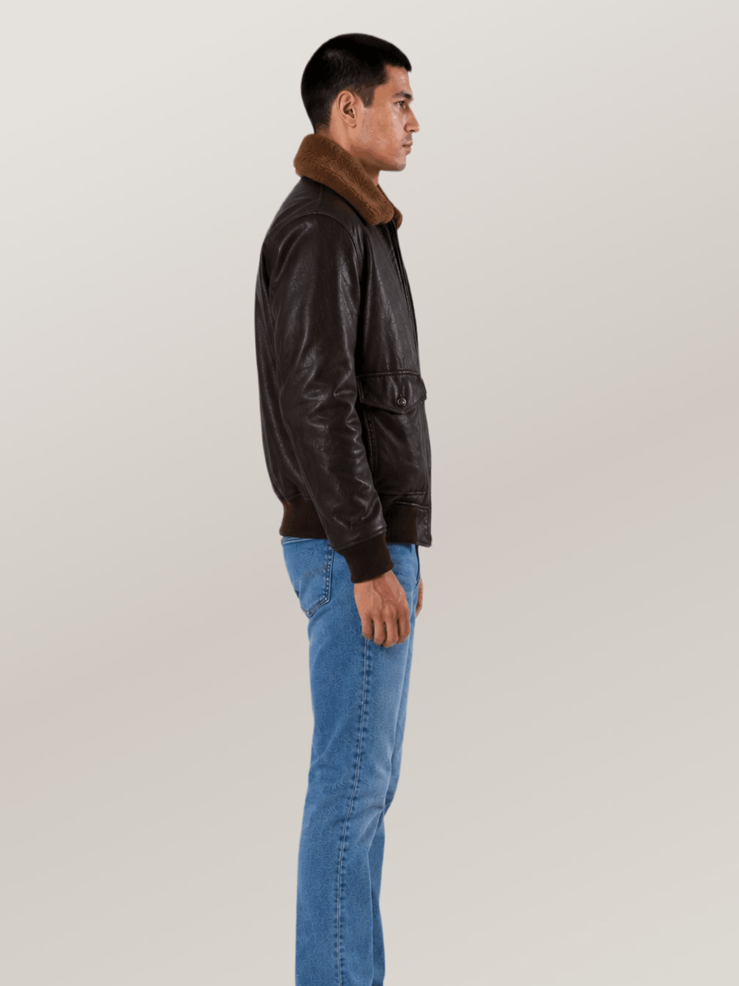 Men's Brown Classic Naval Aviator's Mission Flight Leather Jacket - Image 3