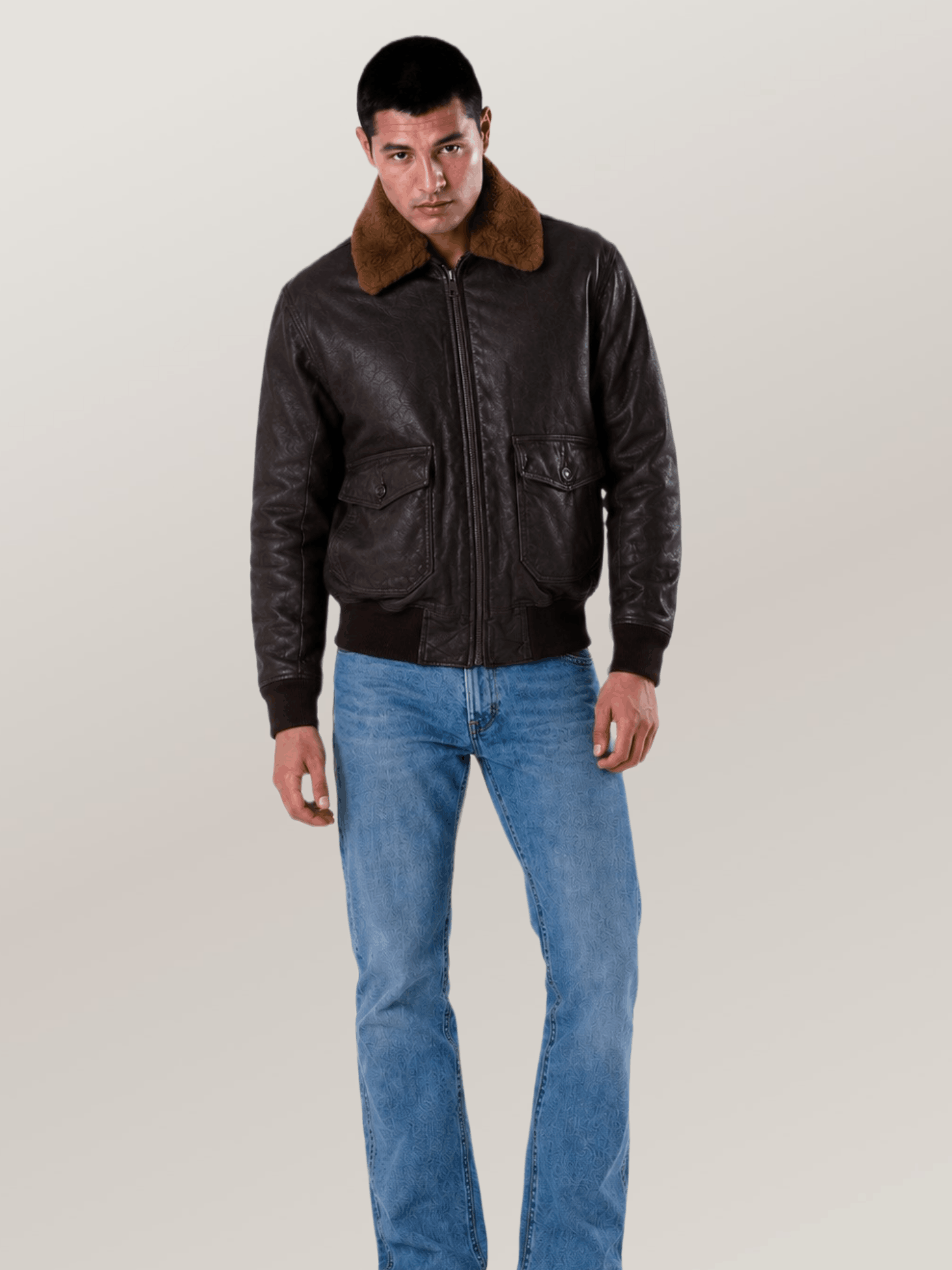 Men's Brown Classic Naval Aviator's Mission Flight Leather Jacket - Image 5