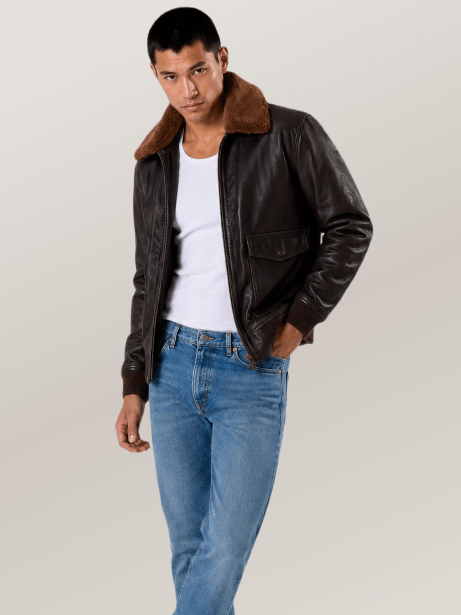 Men's Brown Classic Naval Aviator's Mission Flight Leather Jacket