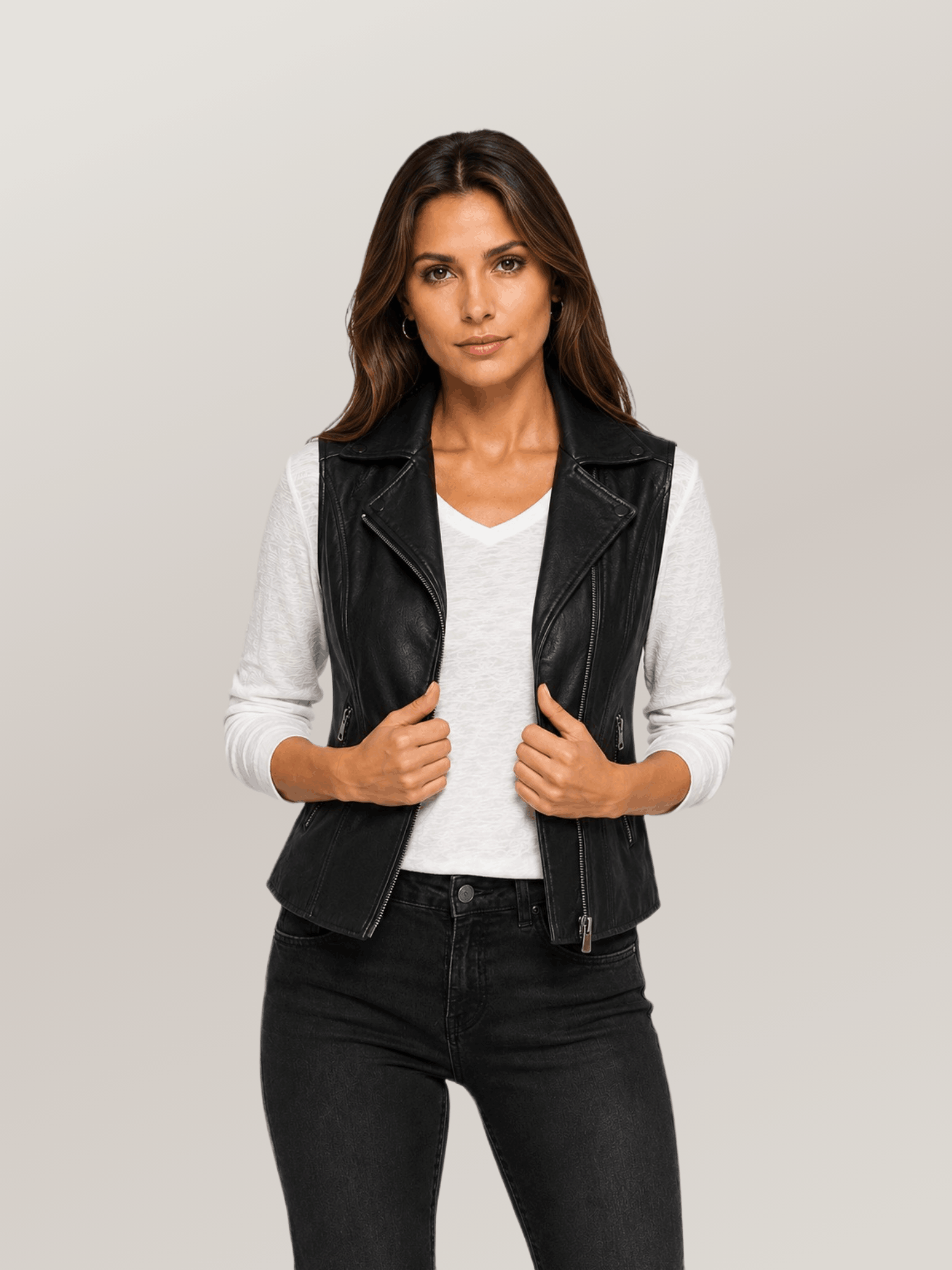 Women's Sheepskin Femme Fatale Leather Vest - Image 6