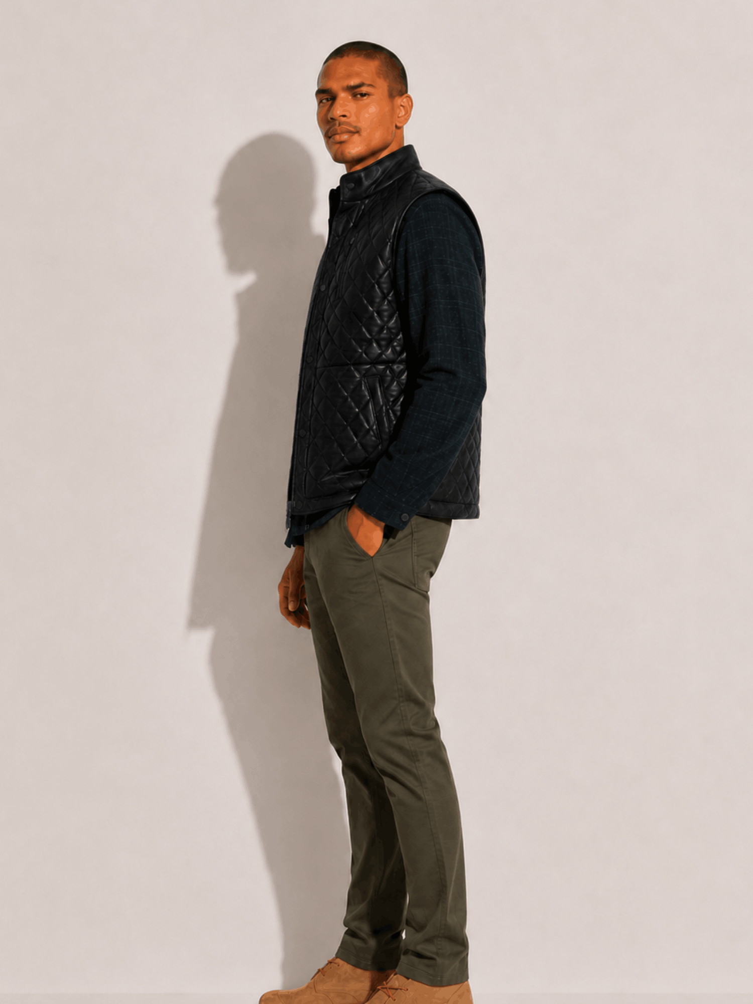 Men's Highlands Quilted Leather Black Vest - Image 4