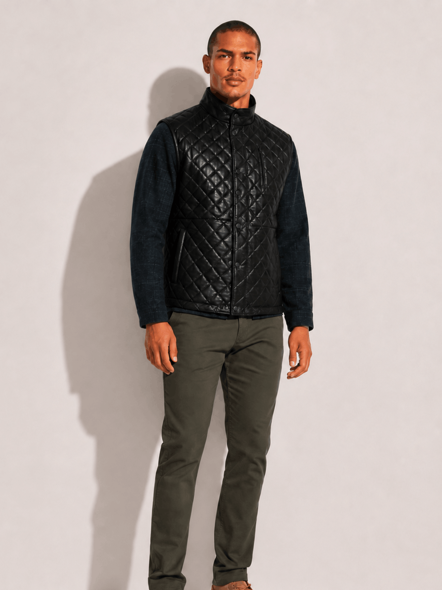 Men's Highlands Quilted Leather Black Vest - Image 6