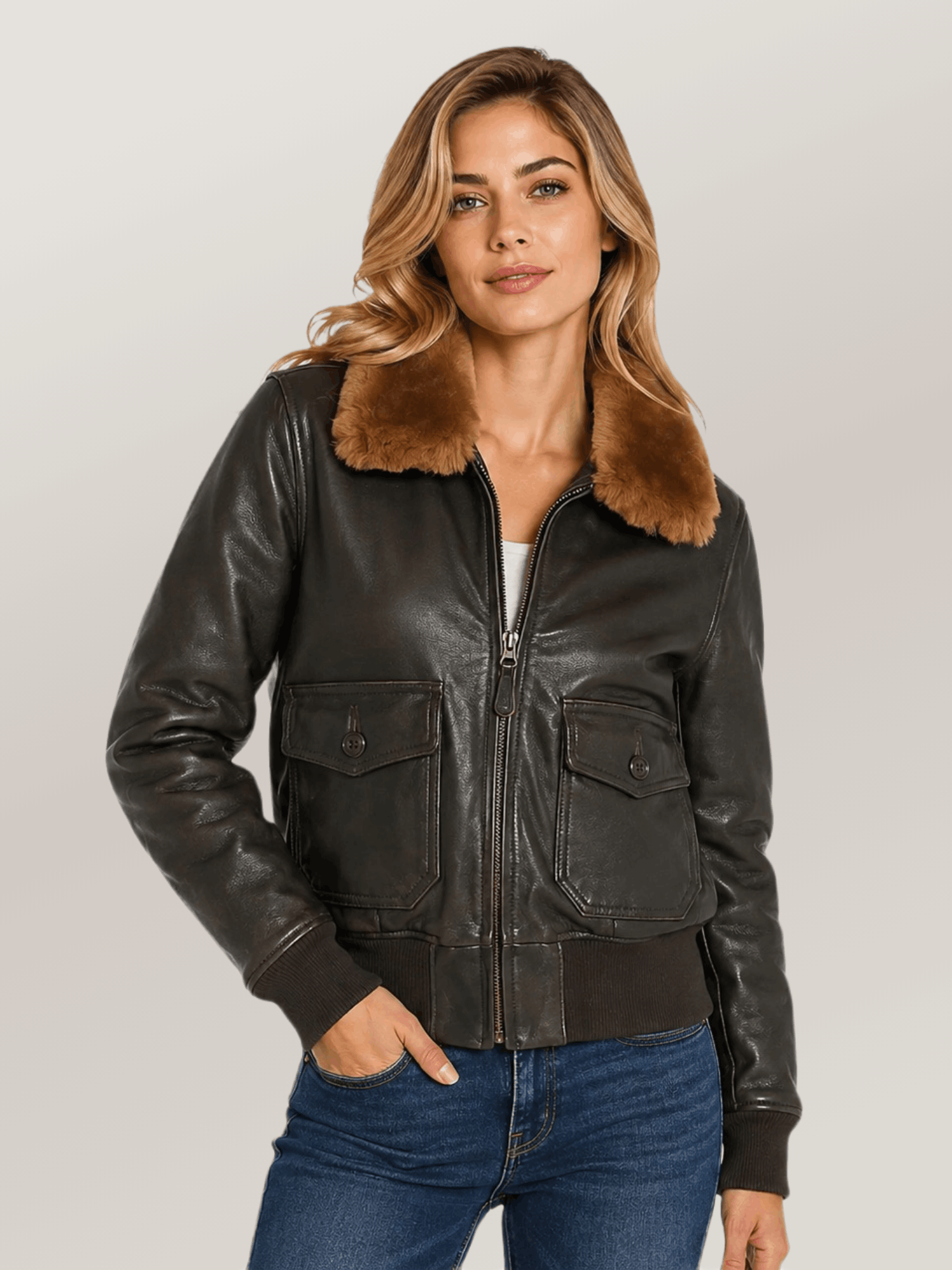 Women's B-15 Bomber leather Jacket