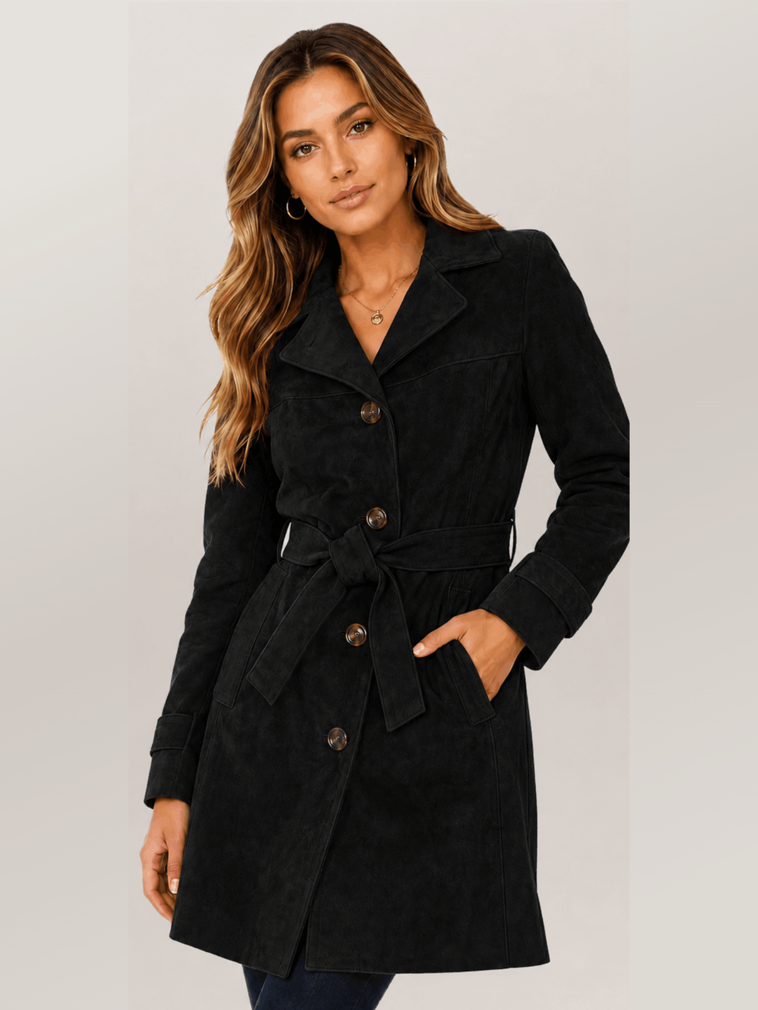 Women's Black Amelia Trench Coat