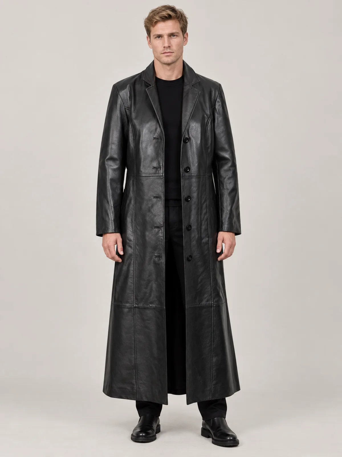 Men's Halloween Black Casual Long Coat