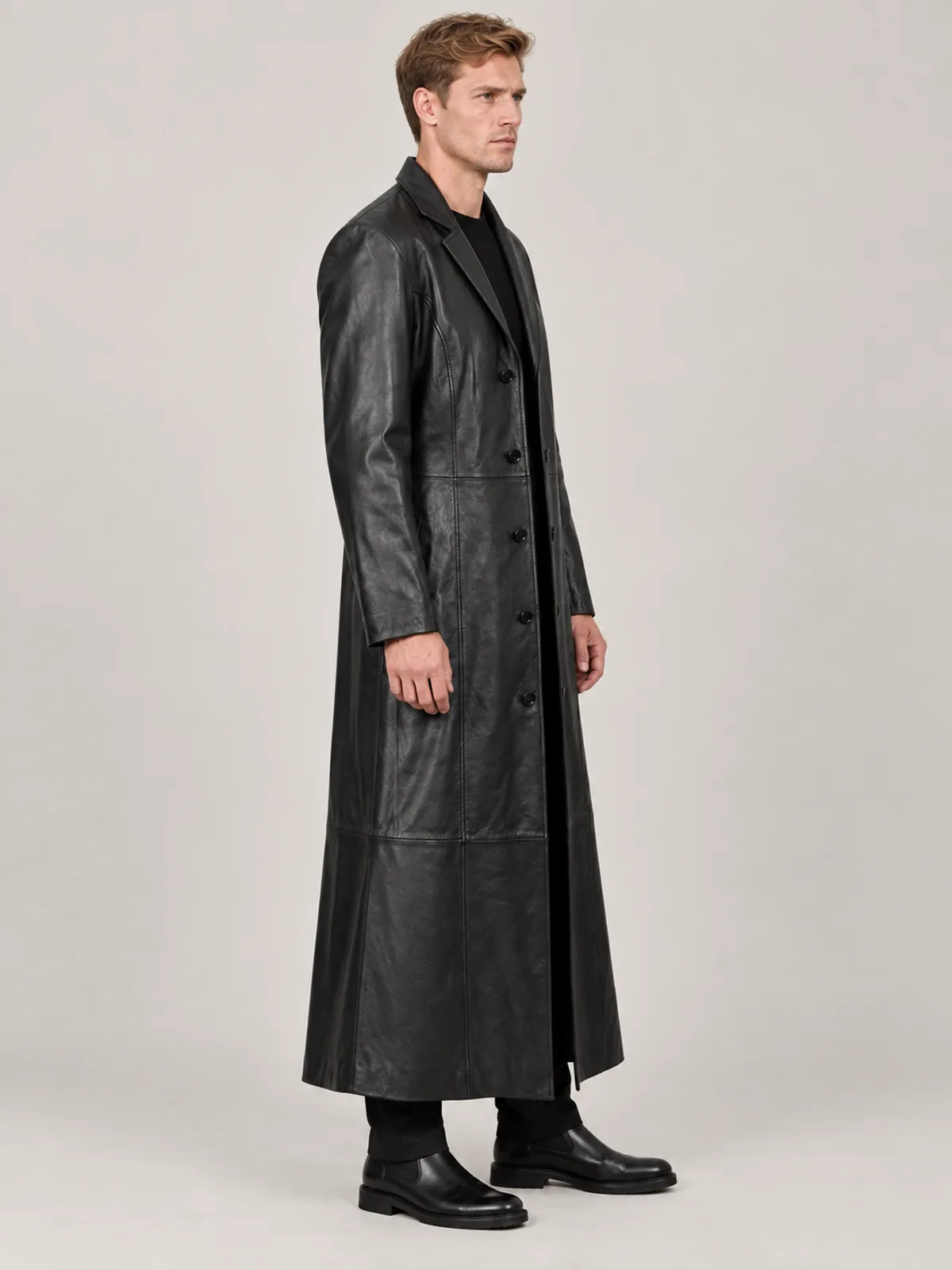 Men's Halloween Black Casual Long Coat - Image 2
