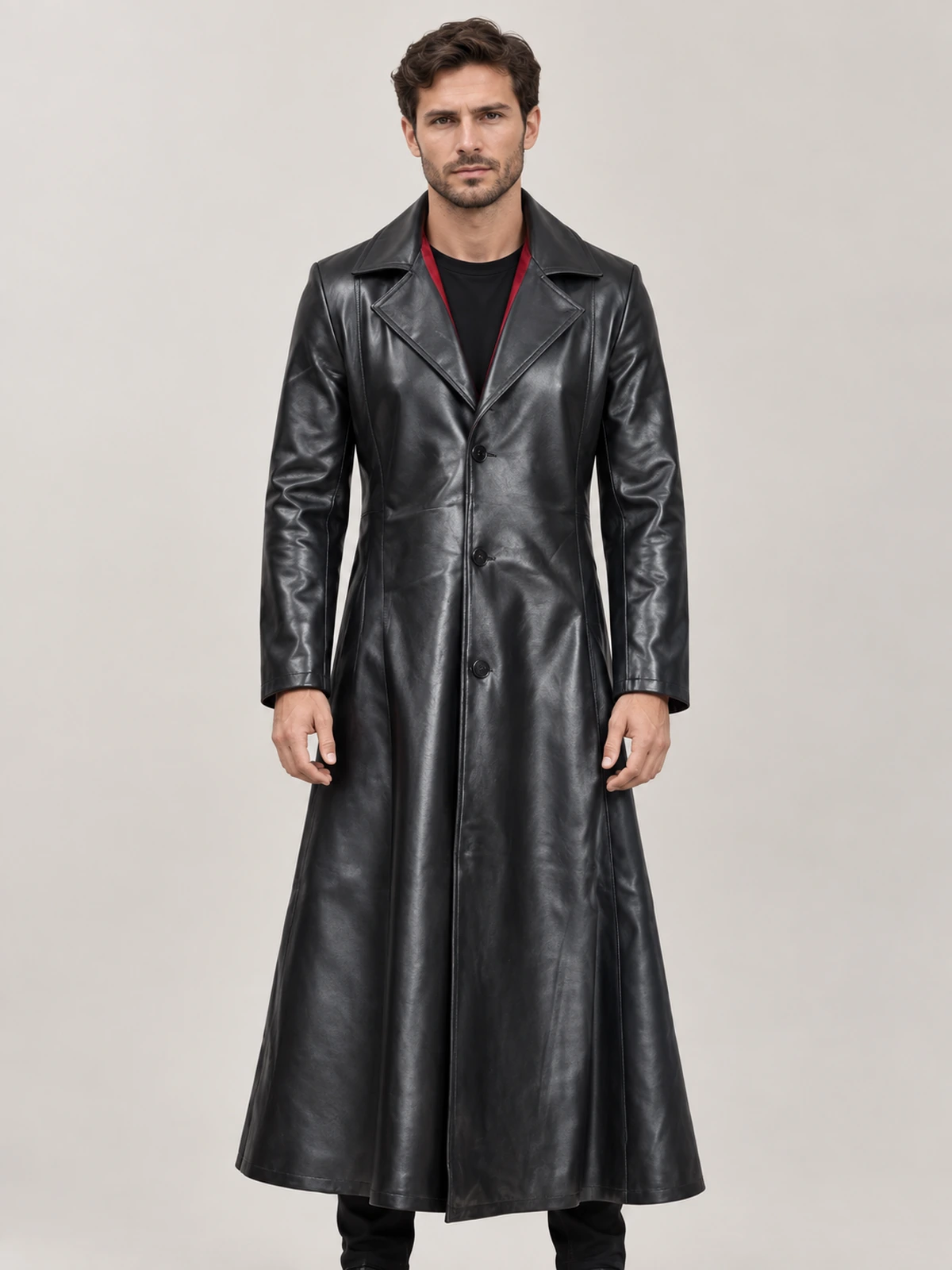 Men's Blade Halloween Black PU Leather Coat