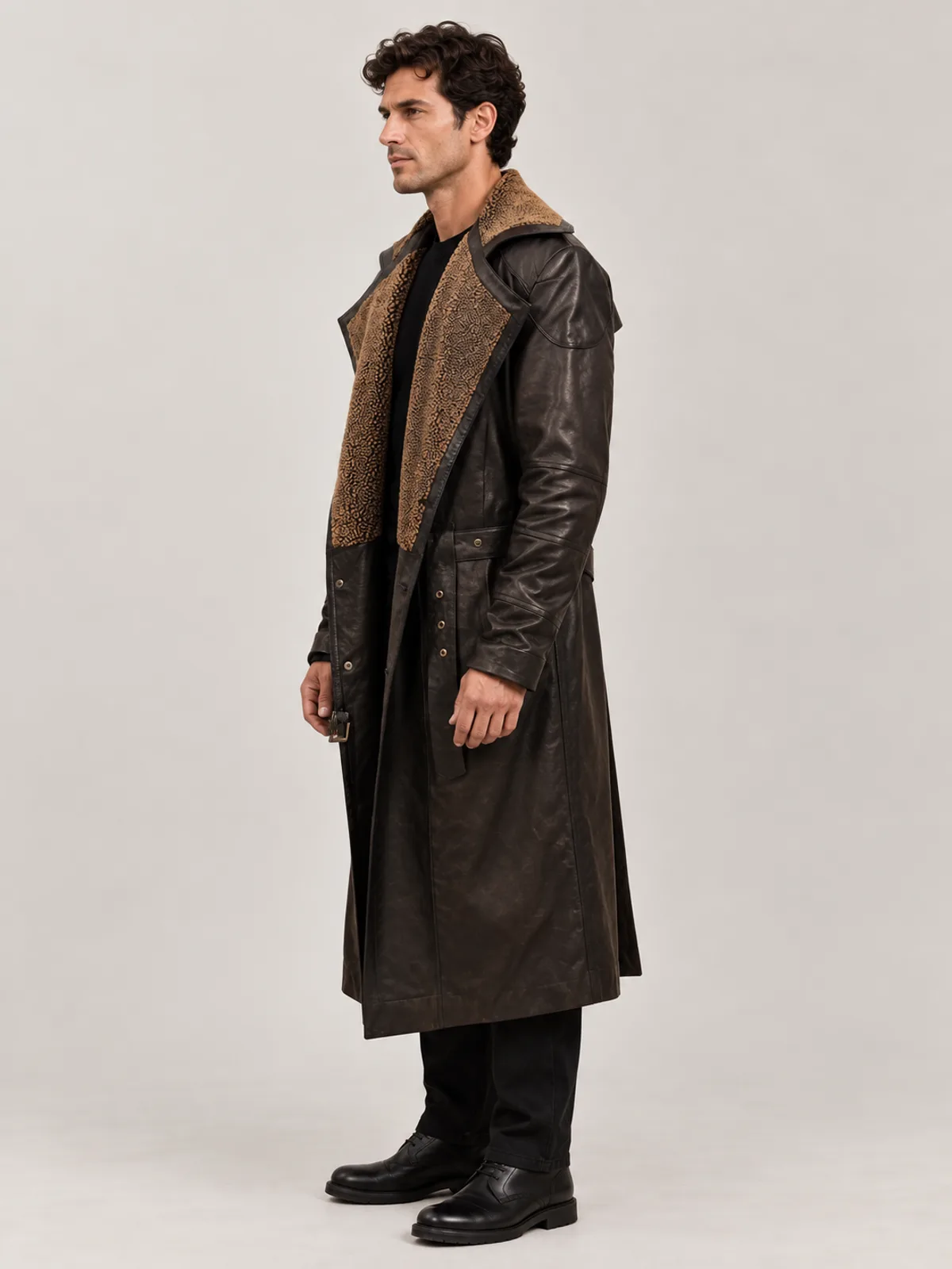 Men's Blade Runner Halloween Brown Long Coat - Image 2