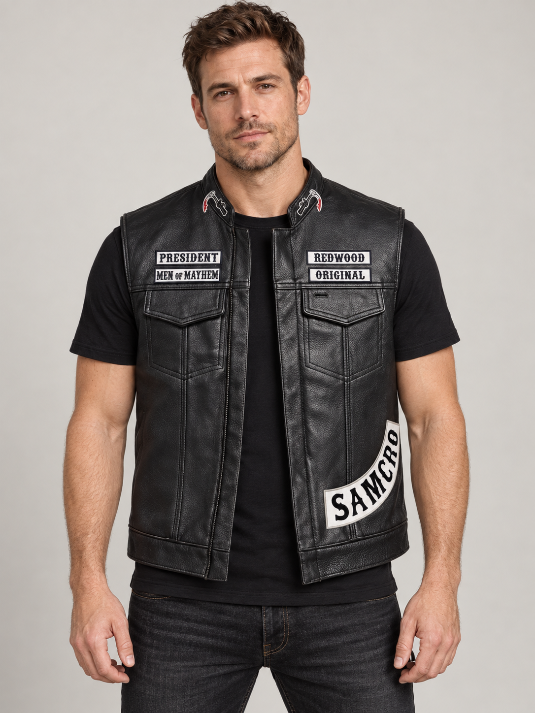 Men's SAMCRO Halloween Black Biker Vest