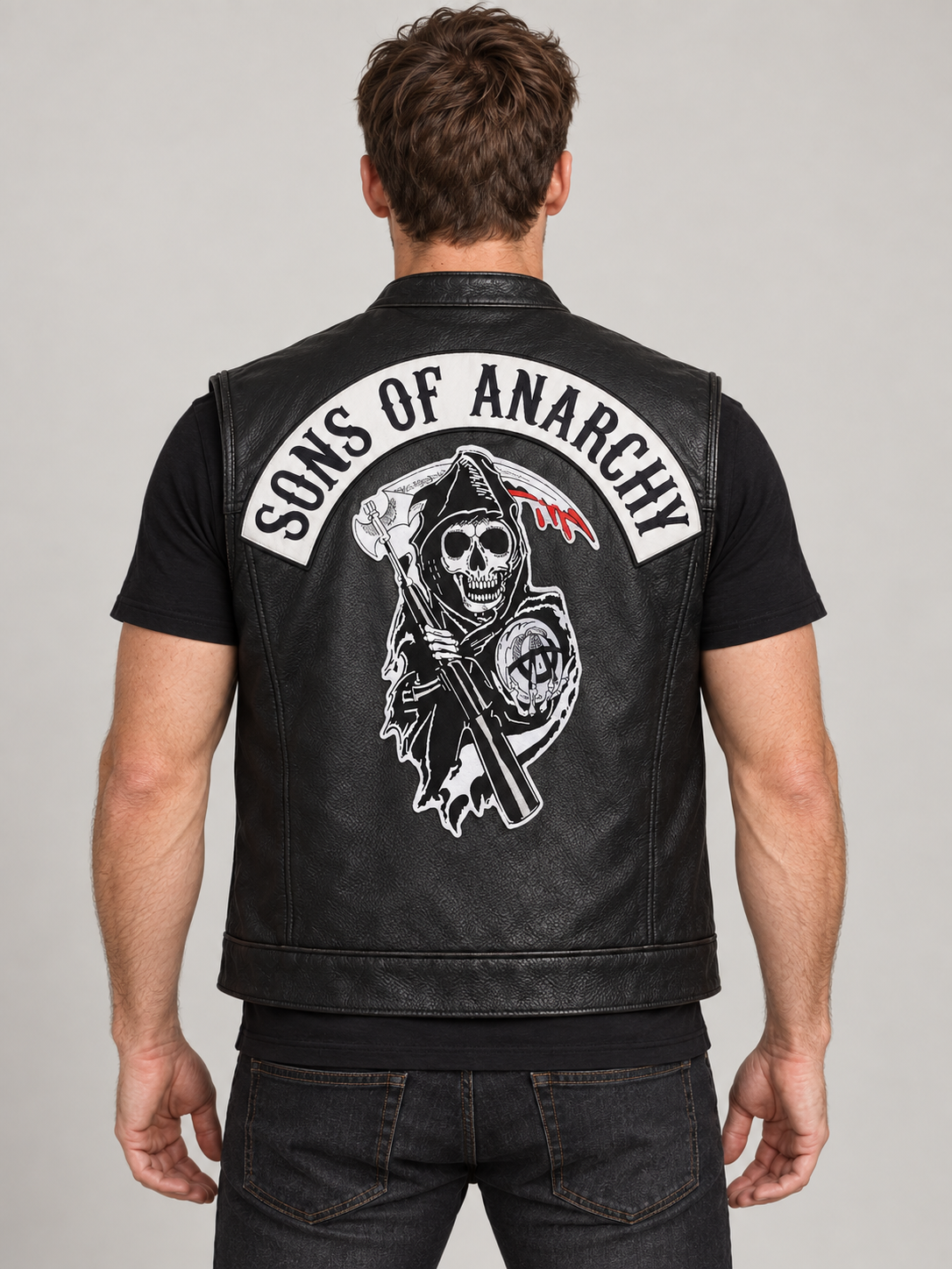 Men's SAMCRO Halloween Black Biker Vest - Image 2