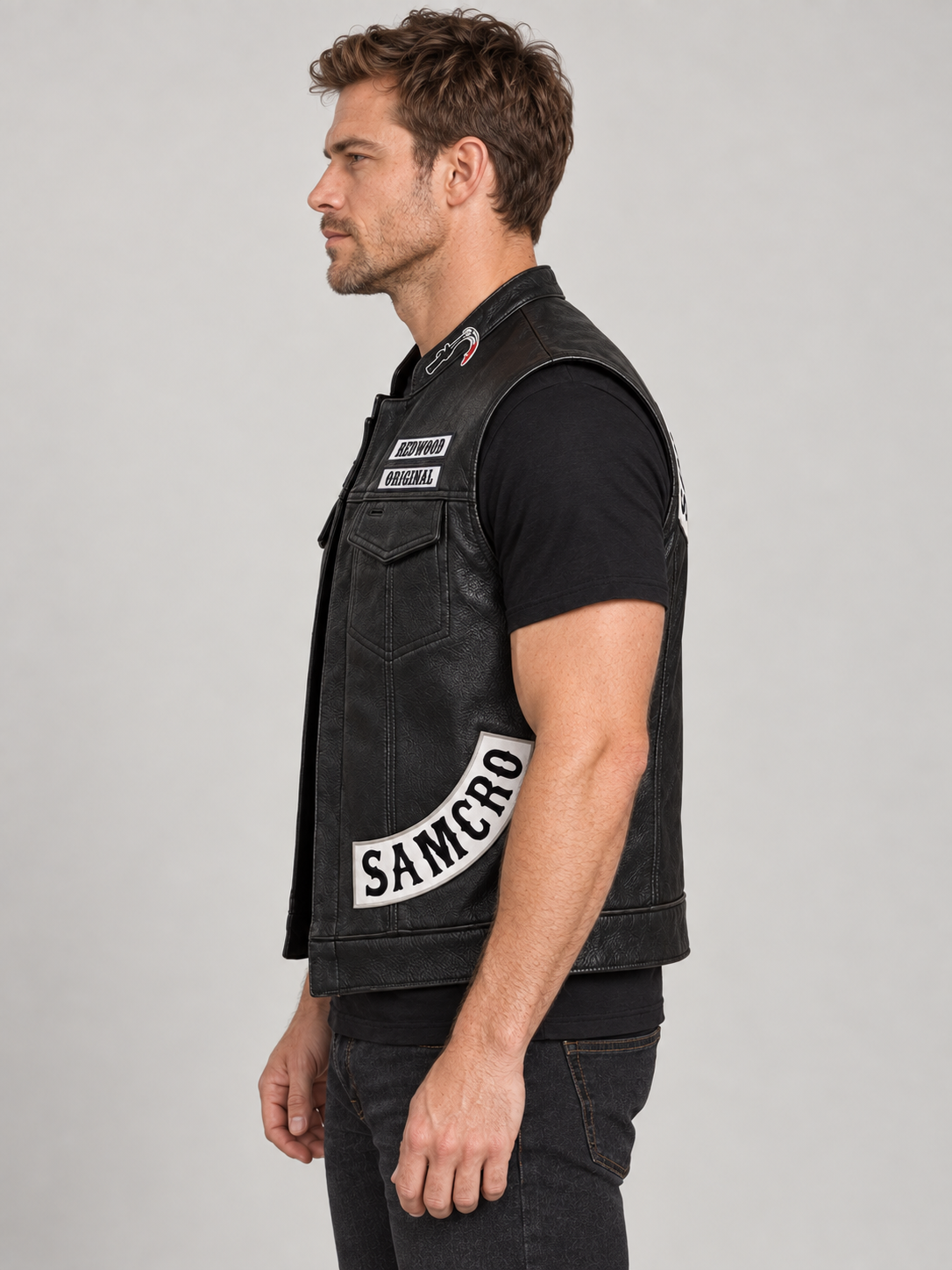 Men's SAMCRO Halloween Black Biker Vest - Image 3