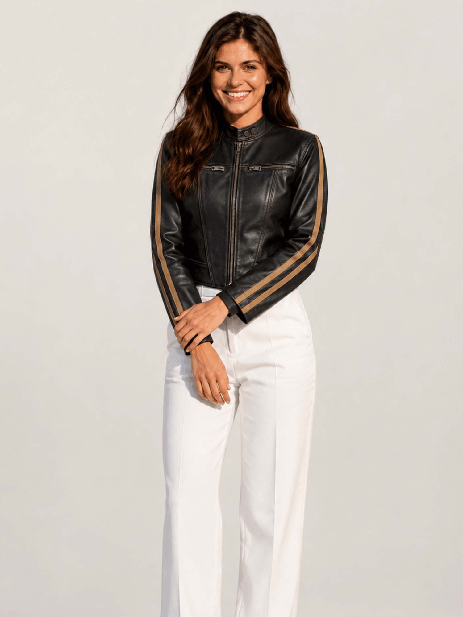 Women's Biker Tiggy Fitted Leather Jacket - Image 6
