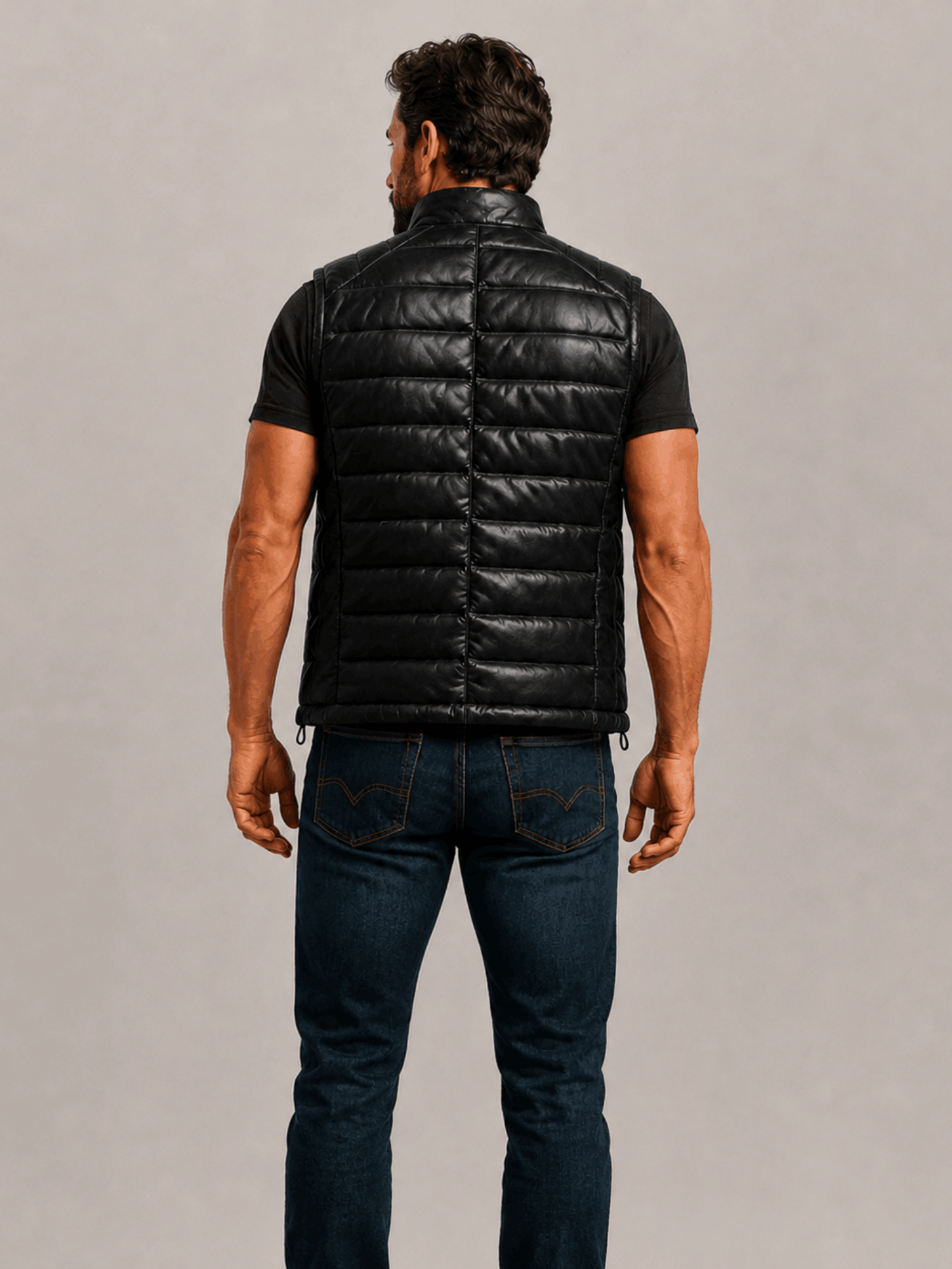Men's Black Bridger Leather Down Vest - Image 2