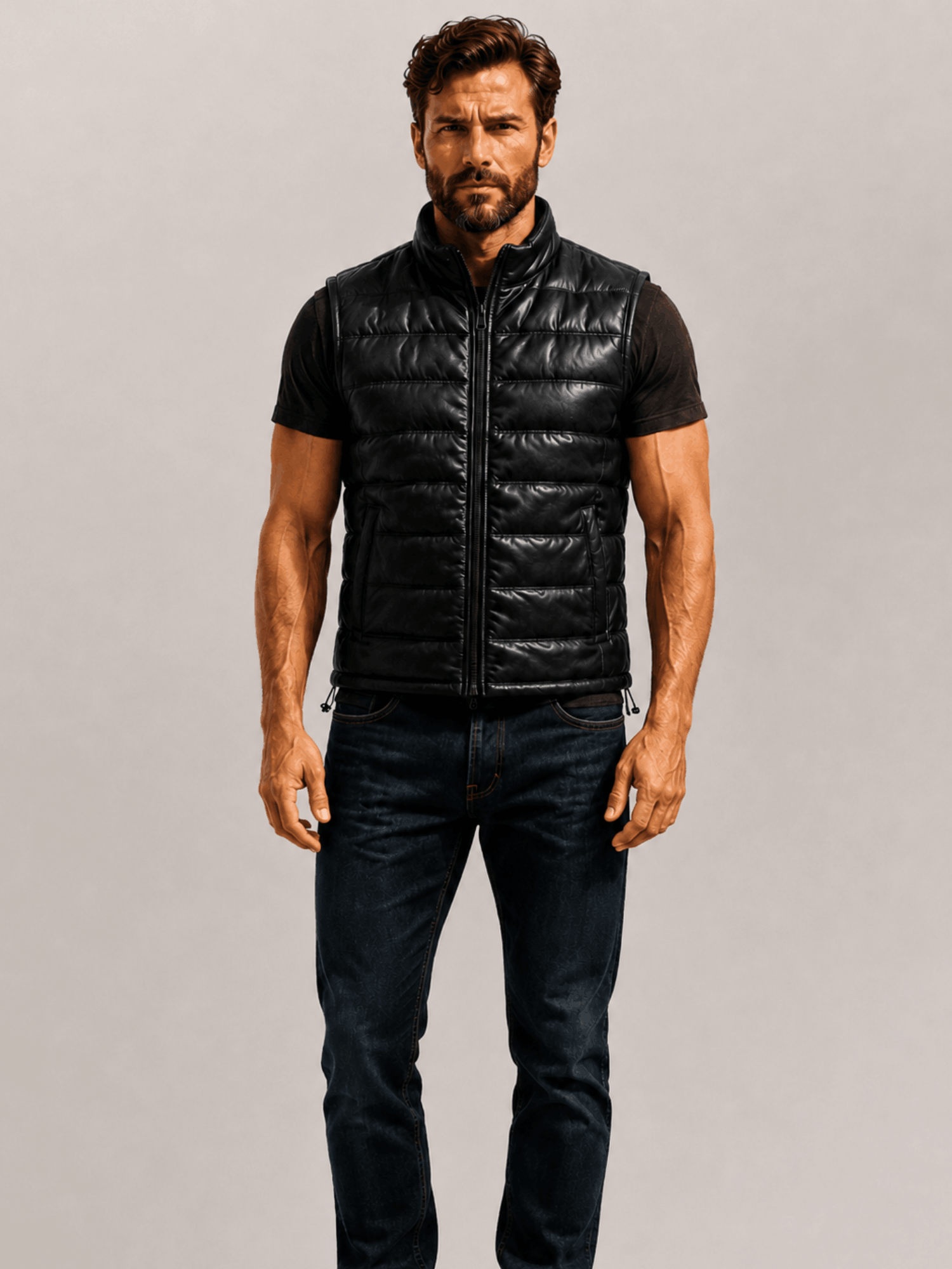 Men's Black Bridger Leather Down Vest