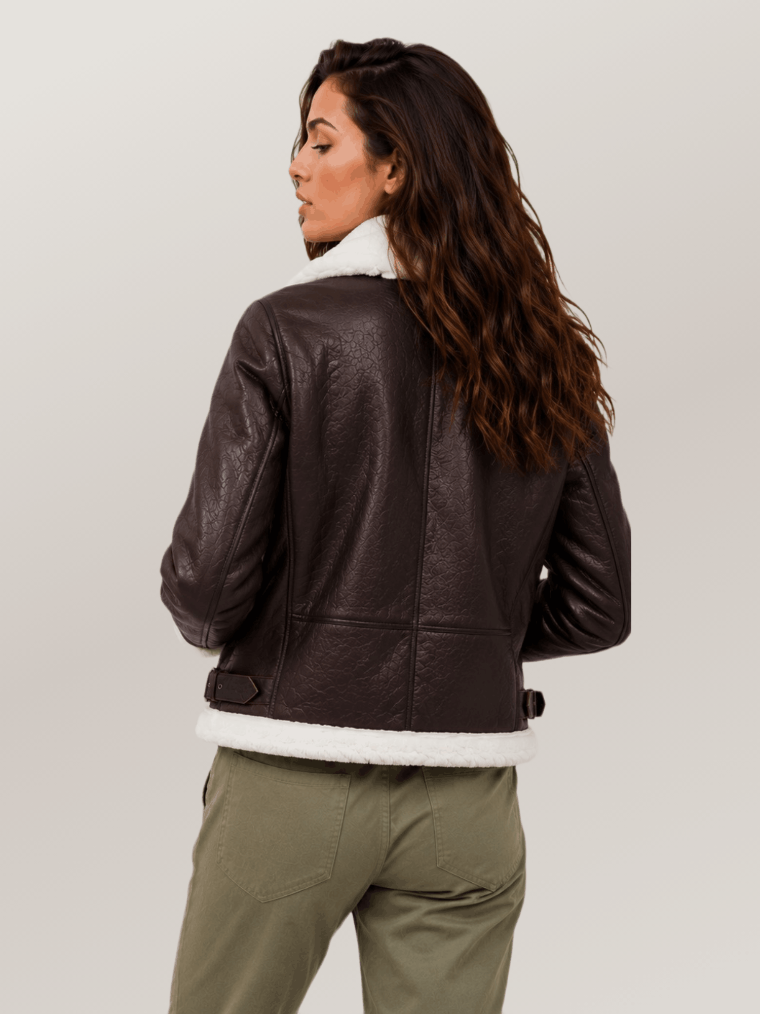 Women's Brown B-3 Bomber Leather Jacket - Image 2
